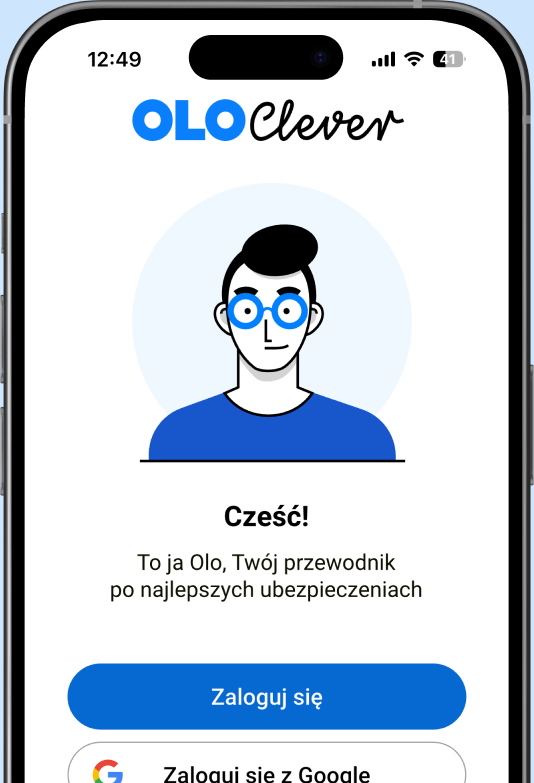 Aplikacja OLO Clever — ekran powitalny